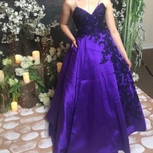 Gown Dresses, Purple, Ellie Wilde, Purple and Black, Size 8